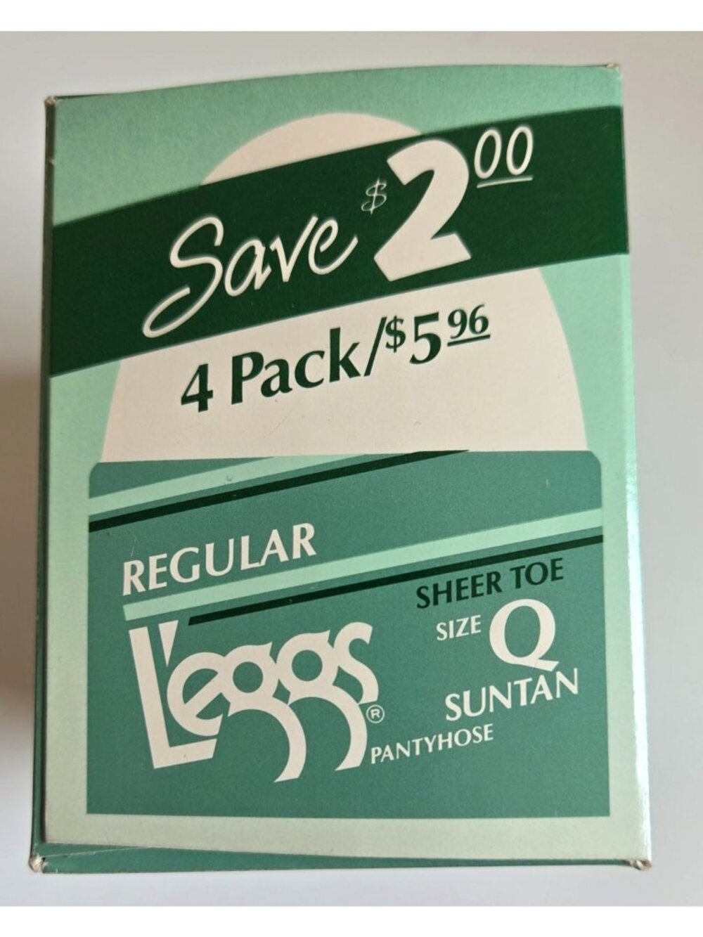 Vtg Leggs Regular Suntan Sheer Toe Pantyhose 4-Pack Queen Size Y2K Packaging